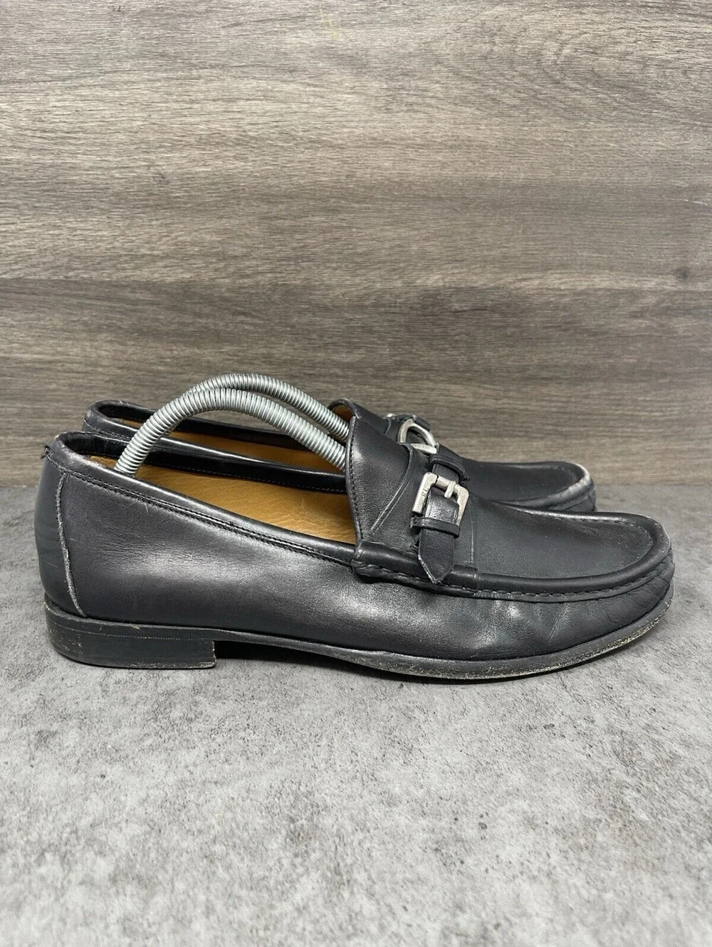 Ralph Lauren D Buckle Leather Loafers Mens Size 9 Black Slip On Casual Dress
